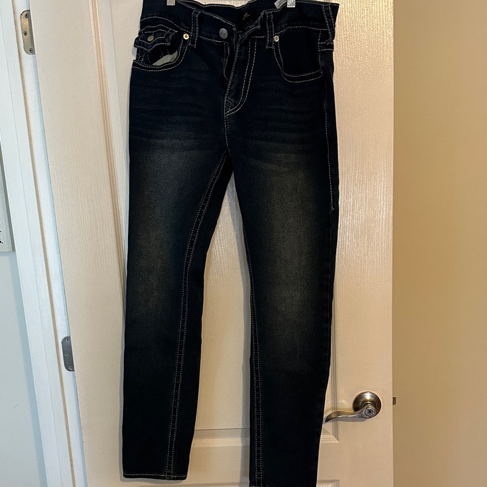 True Religion Men's Dark Wash Jeans Rocco Relaxed Skinny Fit